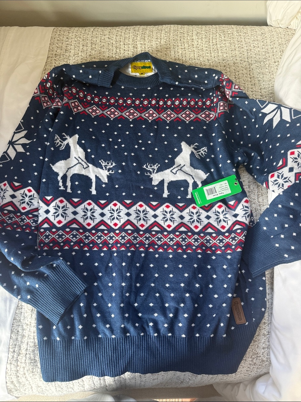 Tipsy Elves Navy Blue Fair Isle Reindeer Crewneck Sweater
